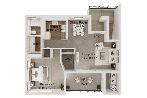 1 bed 1 bath D3 Floor Plan at Monarch at Dos Vientos, Newbury Park, California